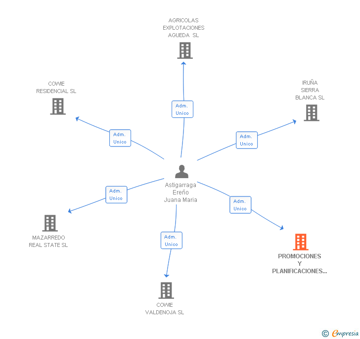 Vinculaciones societarias de PROMOCIONES Y PLANIFICACIONES INMOBILIARIAS IRUÑA SL