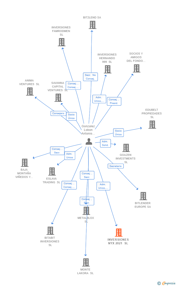 Vinculaciones societarias de INVERSIONES NYX 2021 SL
