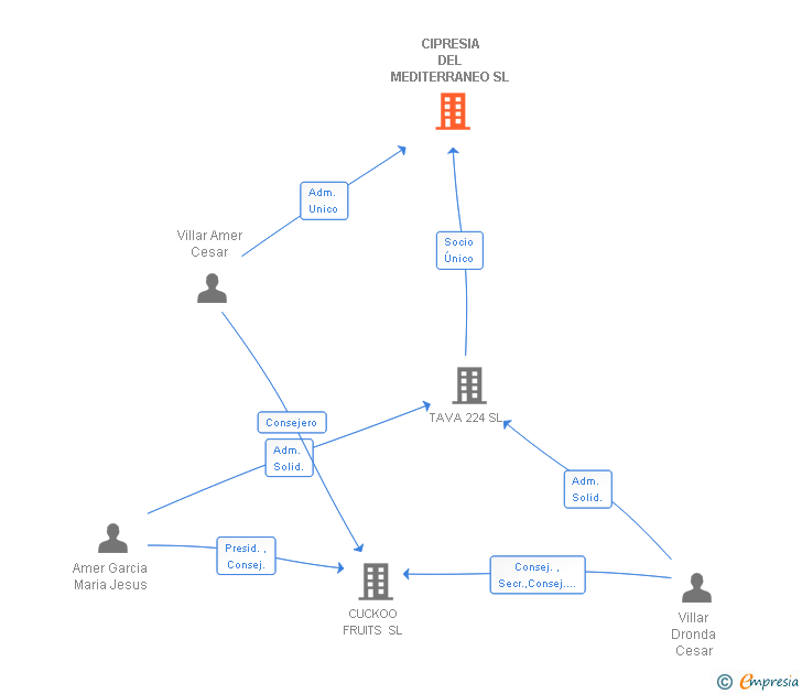 Vinculaciones societarias de CIPRESIA DEL MEDITERRANEO SL