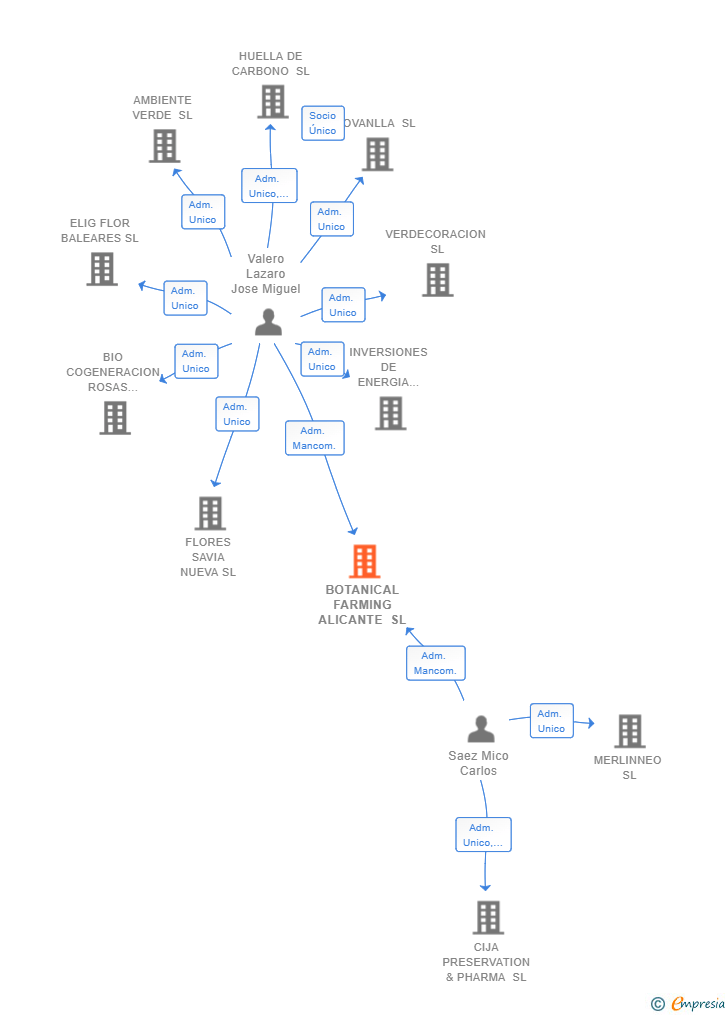 Vinculaciones societarias de BOTANICAL FARMING ALICANTE SL