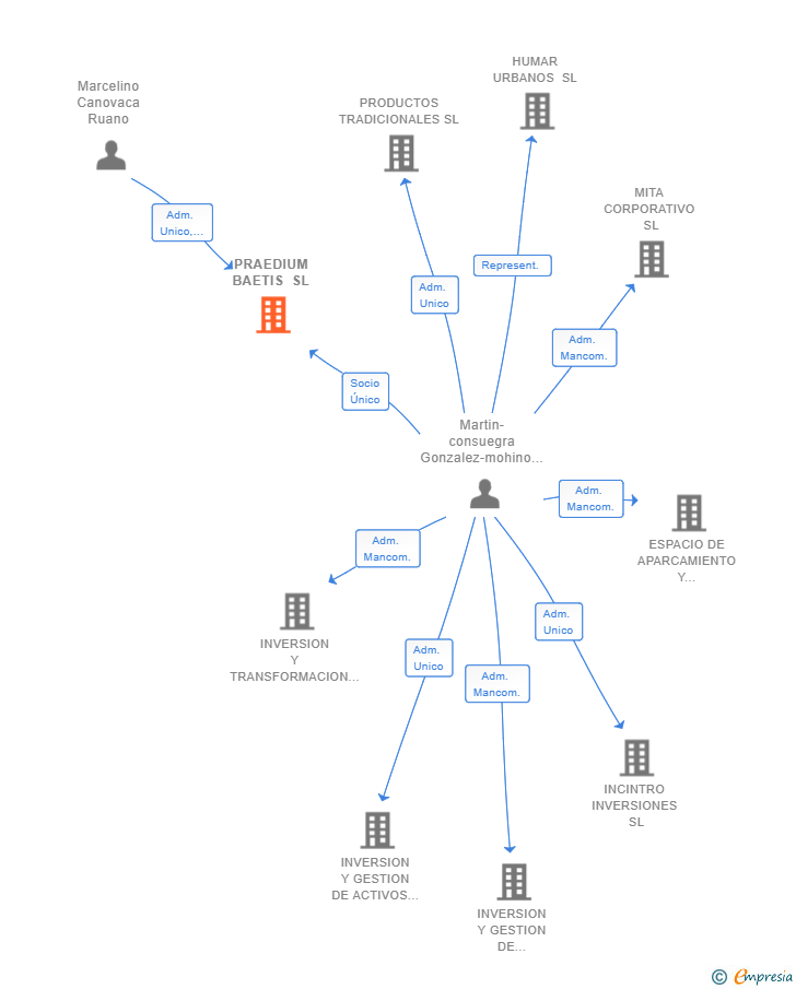 Vinculaciones societarias de PRAEDIUM BAETIS SL