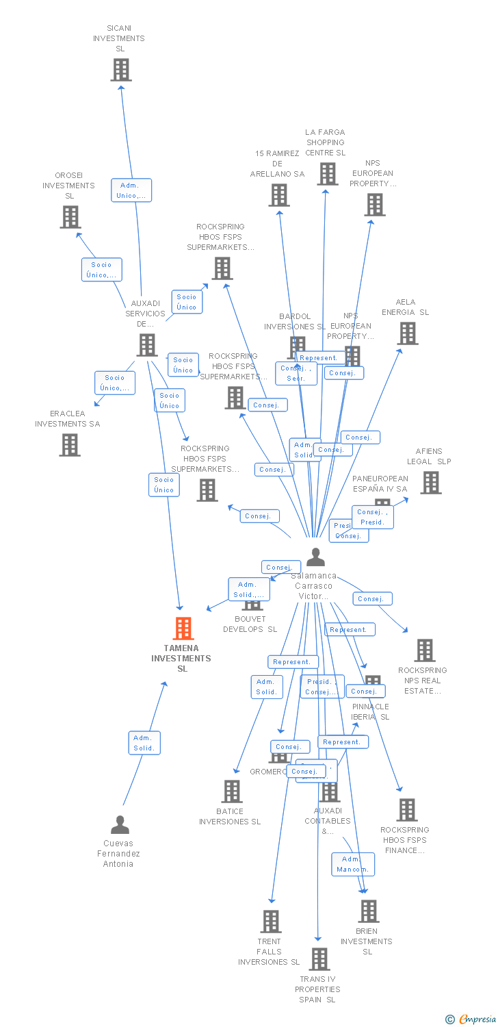 Vinculaciones societarias de TAMENA INVESTMENTS SL
