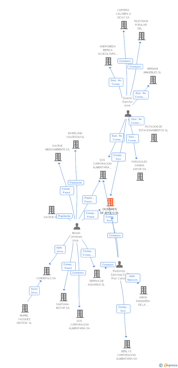 Vinculaciones societarias de OLIVARES DE APOLO SL