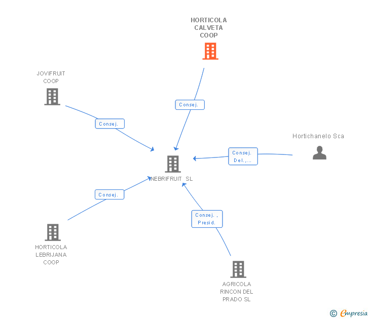 Vinculaciones societarias de HORTICOLA CALVETA COOP