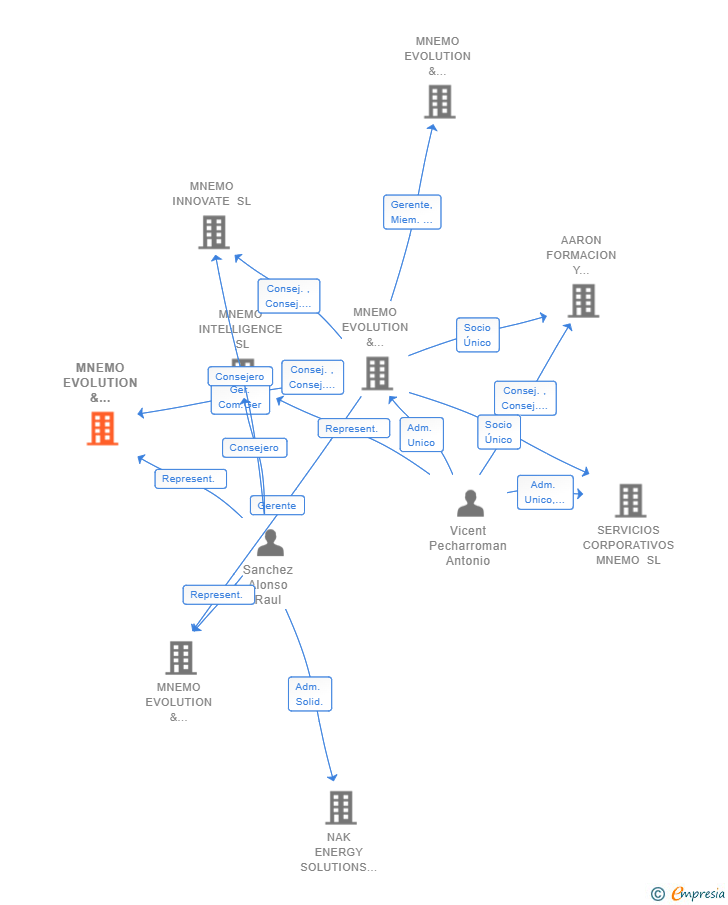 Vinculaciones societarias de MNEMO EVOLUTION & INTEGRATION SERVICES SA INDRA SISTEMAS SA UTE