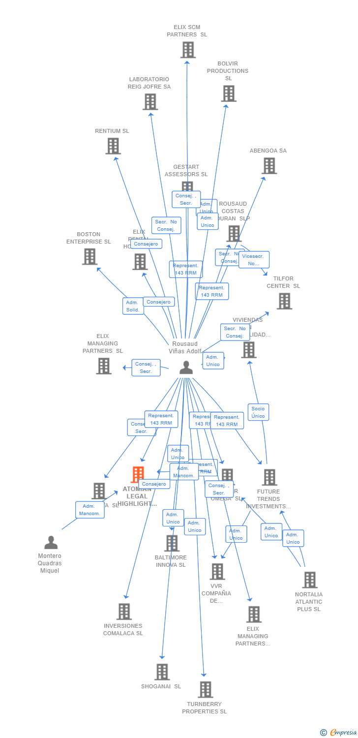 Vinculaciones societarias de ATOMIAN LEGAL HIGHLIGHT SL