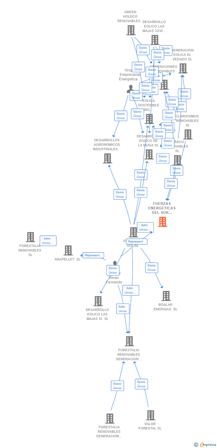 Vinculaciones societarias de FUERZAS ENERGETICAS DEL SUR DE EUROPA XXV SL