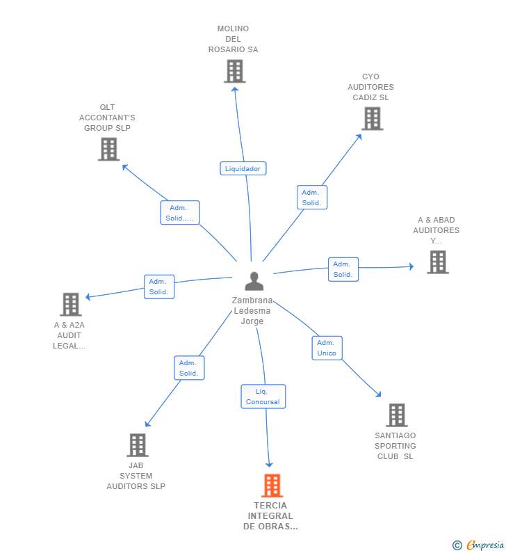 Vinculaciones societarias de TERCIA INTEGRAL DE OBRAS Y SERVICIOS SL 