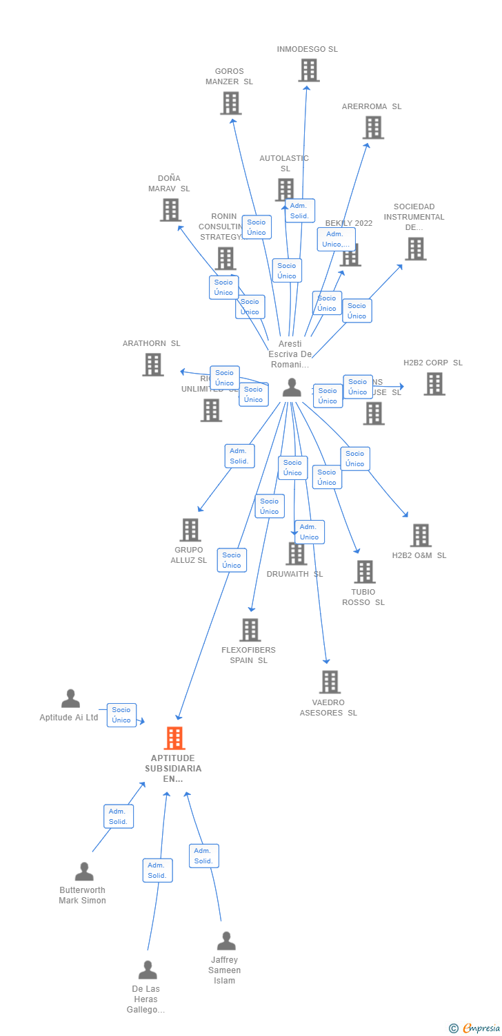 Vinculaciones societarias de APTITUDE SUBSIDIARIA EN ESPAÑA SL