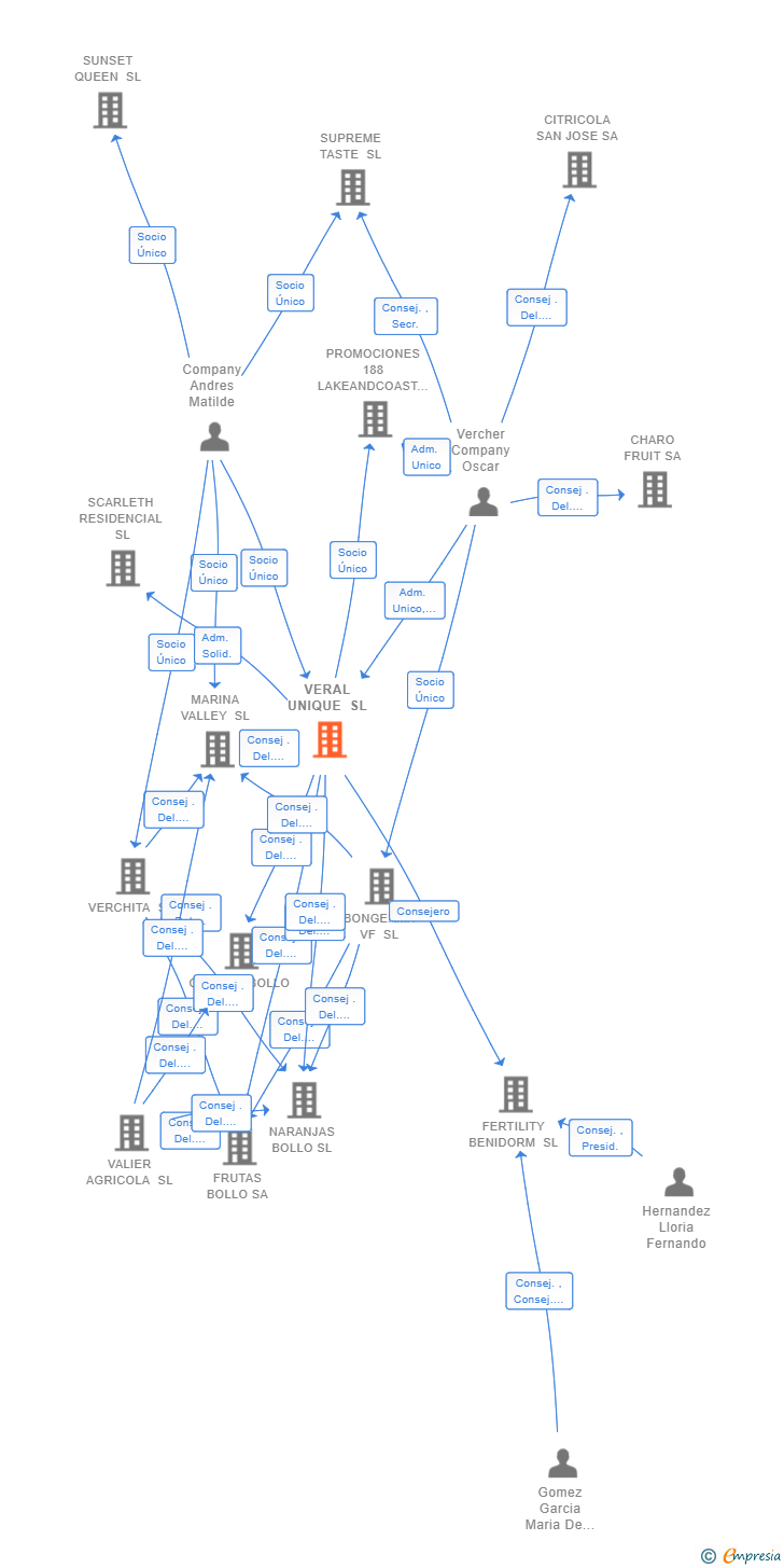 Vinculaciones societarias de VERAL UNIQUE SL