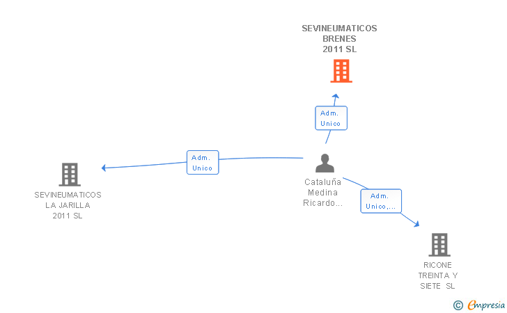 Vinculaciones societarias de SEVINEUMATICOS BRENES 2011 SL