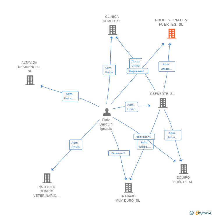 Vinculaciones societarias de PROFESIONALES FUERTES SL