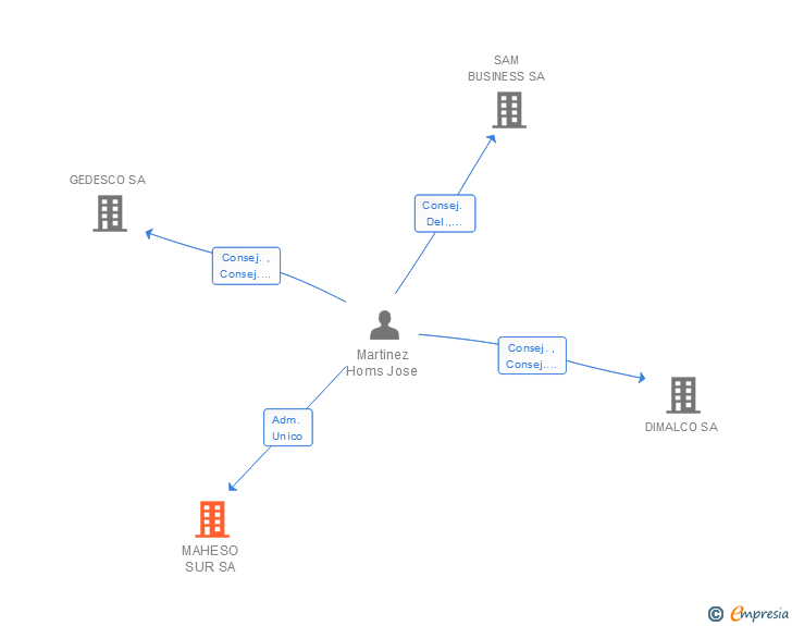 Vinculaciones societarias de MAHESO SUR SA