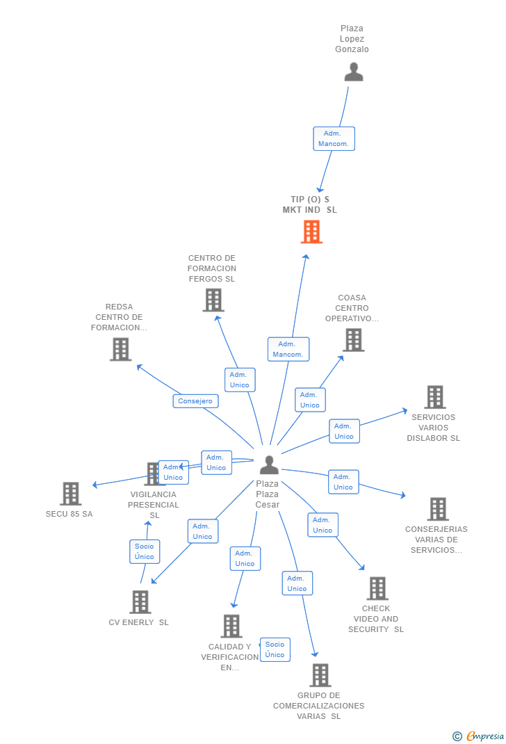 Vinculaciones societarias de TIP (O) S MKT IND SL