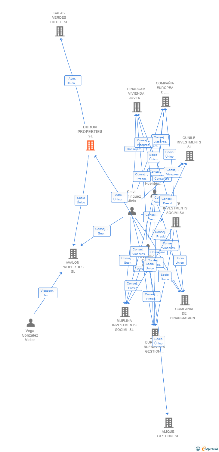 Vinculaciones societarias de DURON PROPERTIES SL