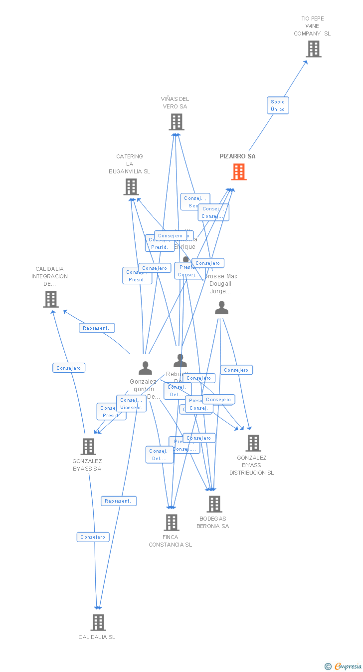 Vinculaciones societarias de PIZARRO SA