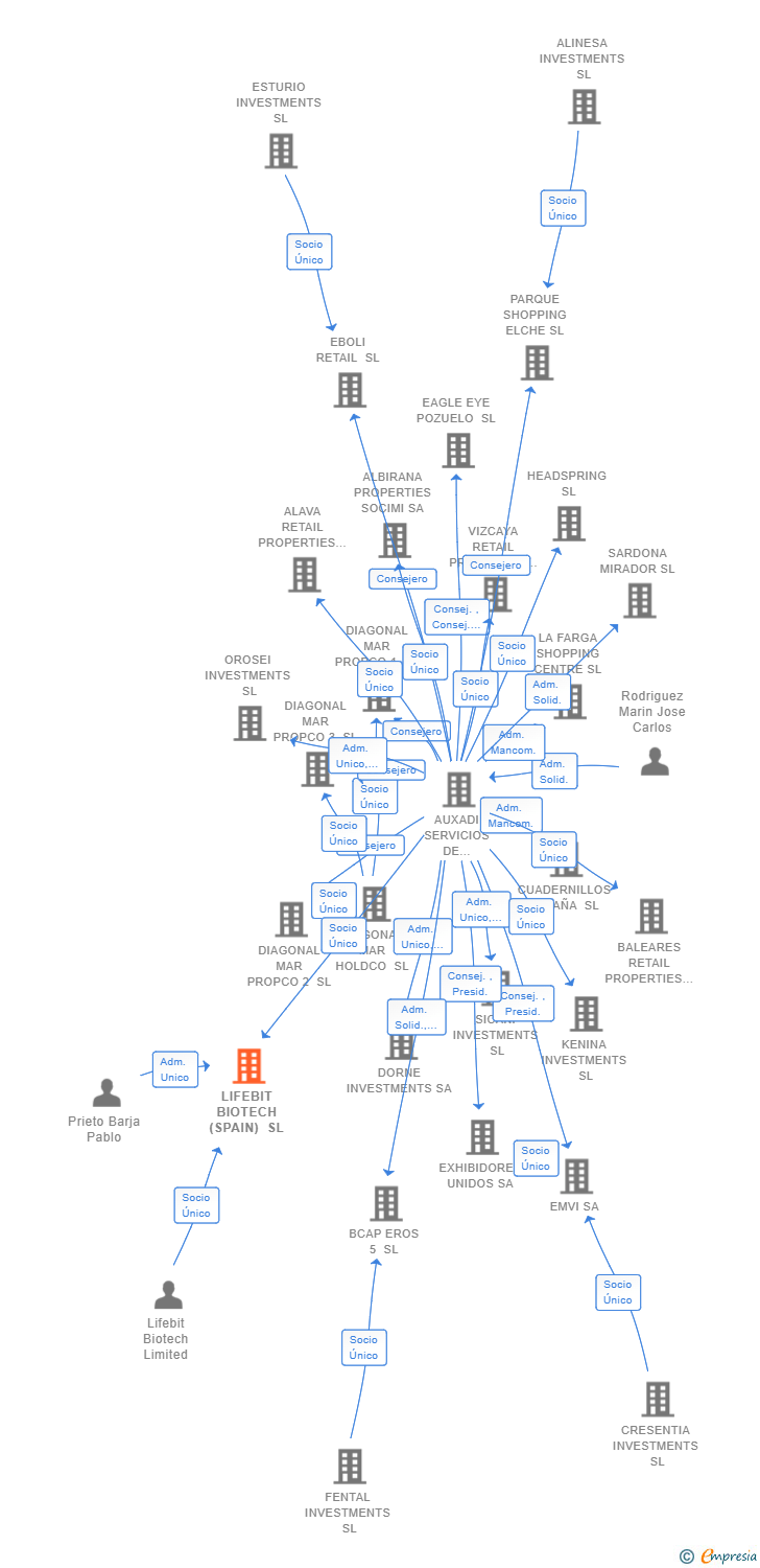 Vinculaciones societarias de LIFEBIT BIOTECH (SPAIN) SL