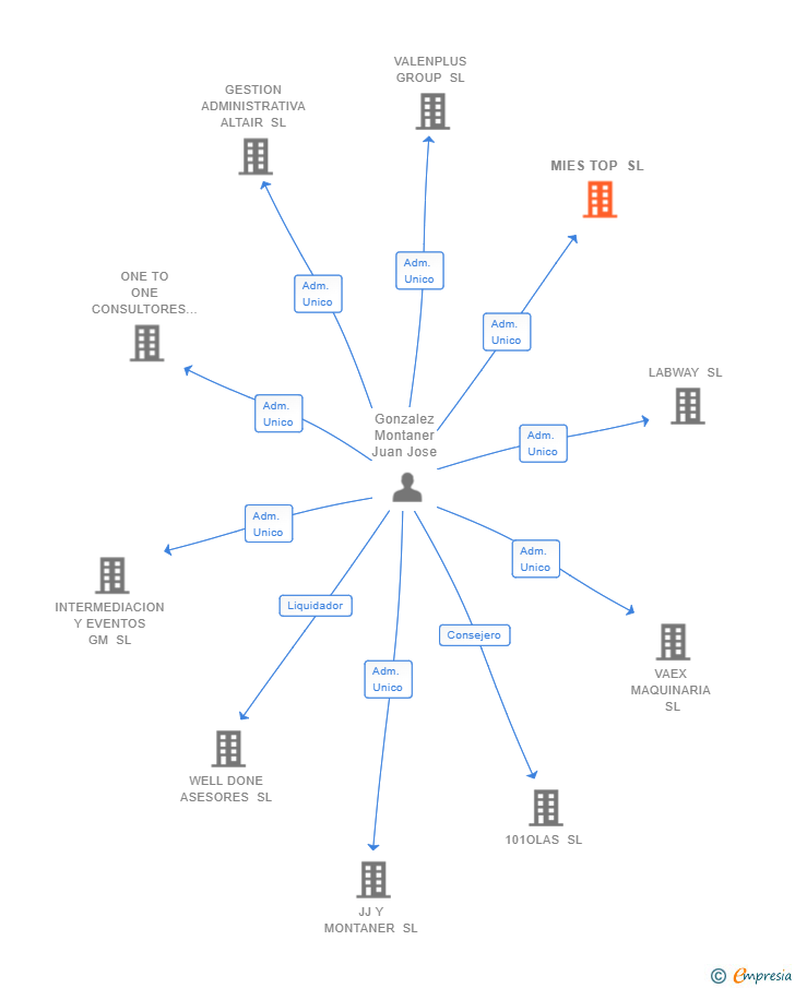 Vinculaciones societarias de MIES TOP SL