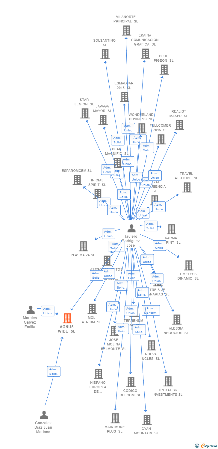 Vinculaciones societarias de AGNUS WIDE SL