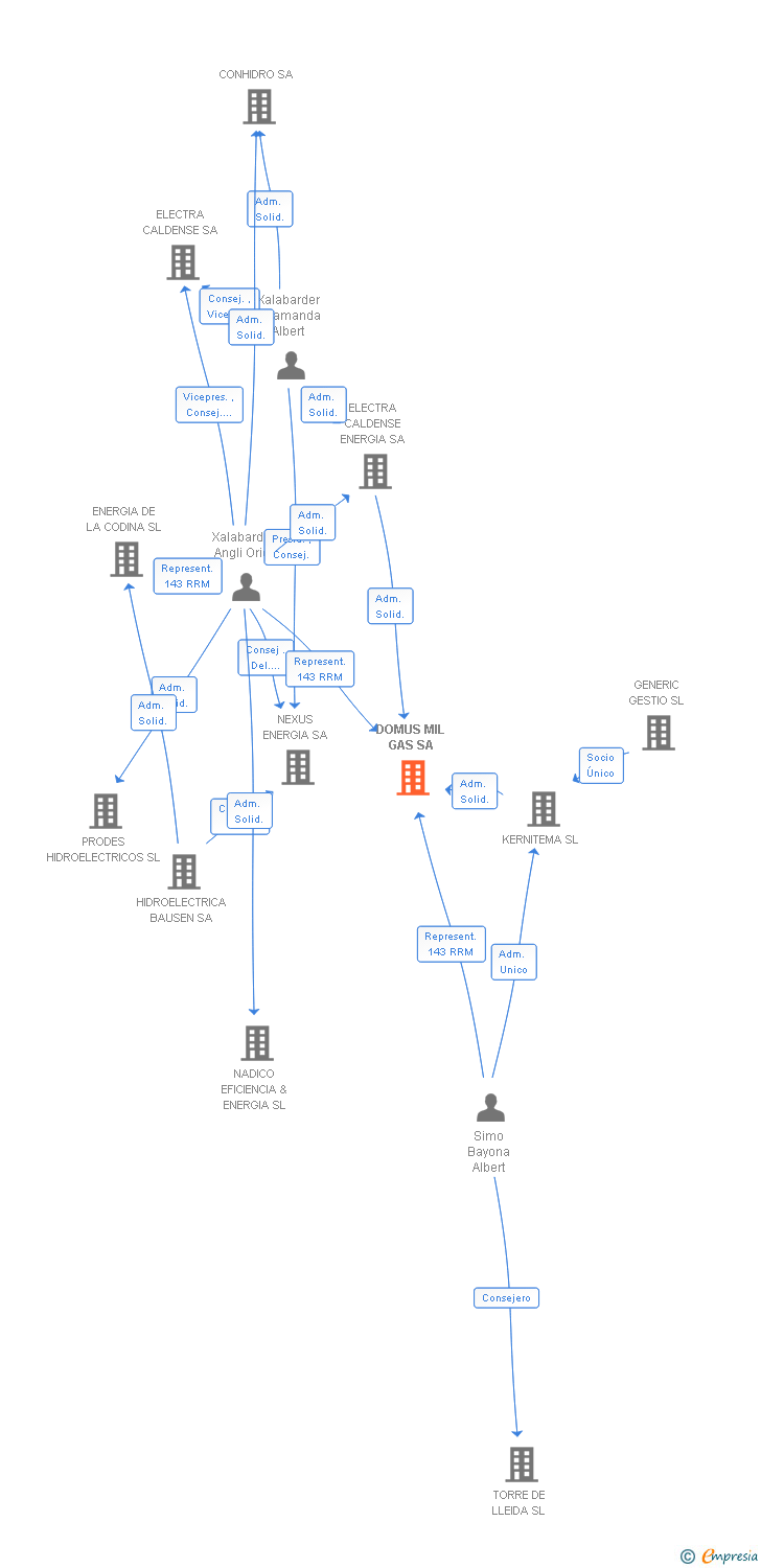 Vinculaciones societarias de DOMUS MIL GAS SA