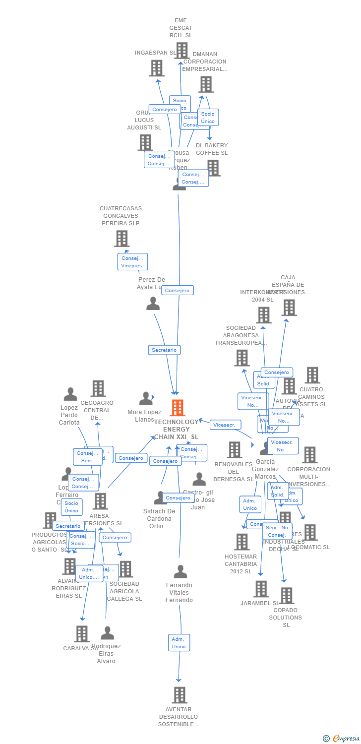 Vinculaciones societarias de TECHNOLOGY ENERGY CHAIN XXI SL