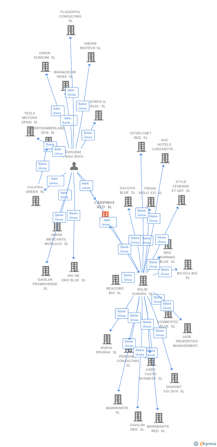 Vinculaciones societarias de CARPINUS RED SL