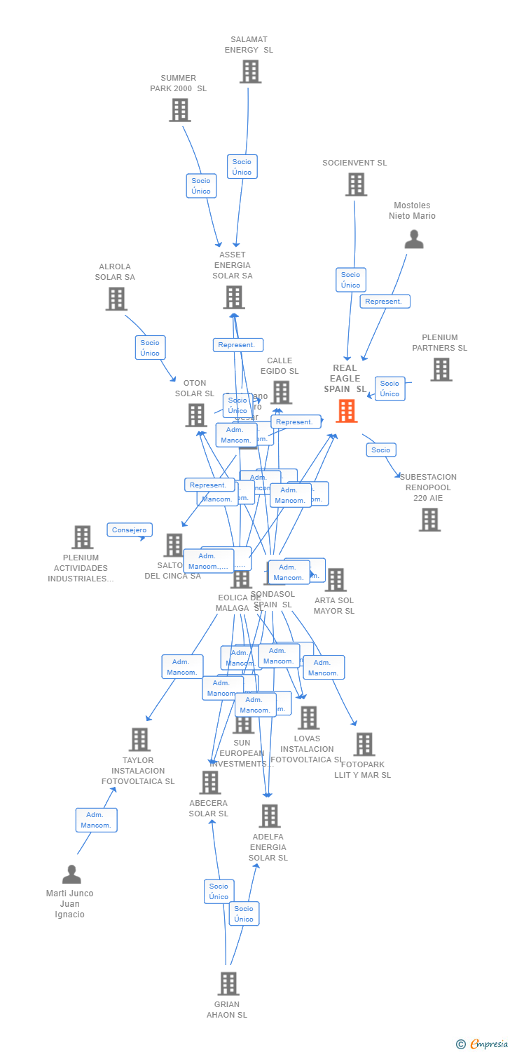 Vinculaciones societarias de REAL EAGLE SPAIN SL