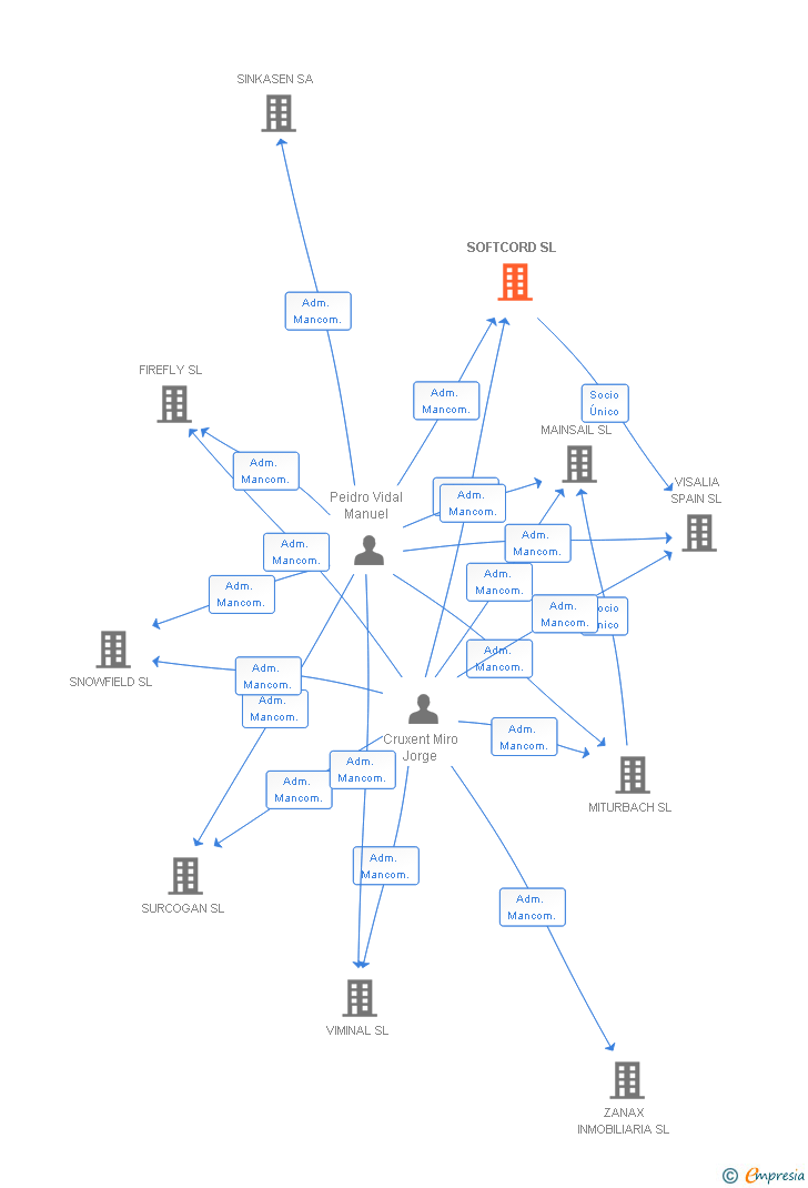 Vinculaciones societarias de SOFTCORD SL