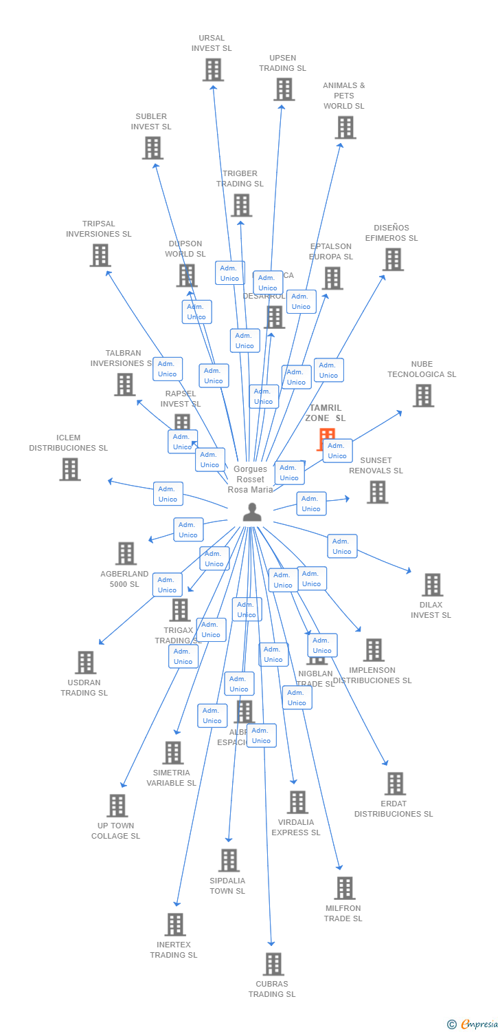 Vinculaciones societarias de TAMRIL ZONE SL