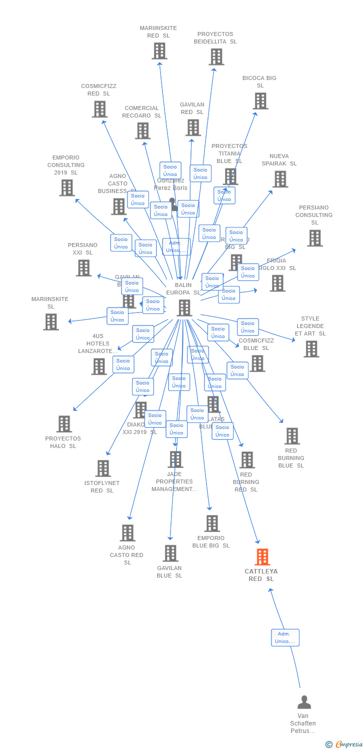 Vinculaciones societarias de CATTLEYA RED SL