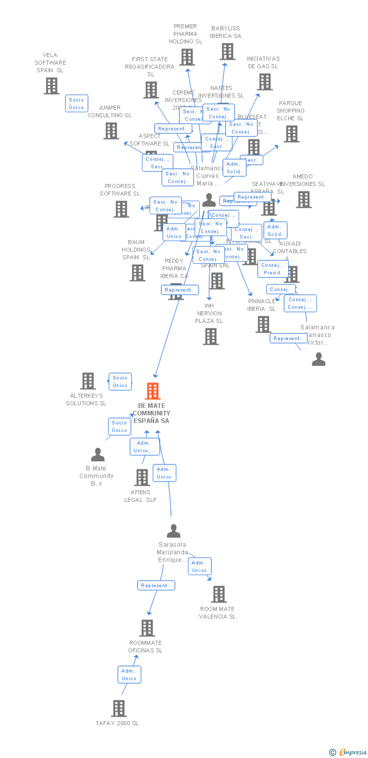 Vinculaciones societarias de BE MATE COMMUNITY ESPAÑA SA