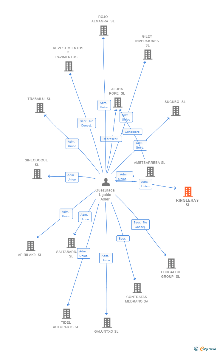 Vinculaciones societarias de RINGLERAS SL