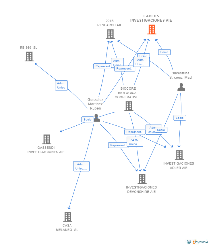 Vinculaciones societarias de CABEUS INVESTIGACIONES AIE