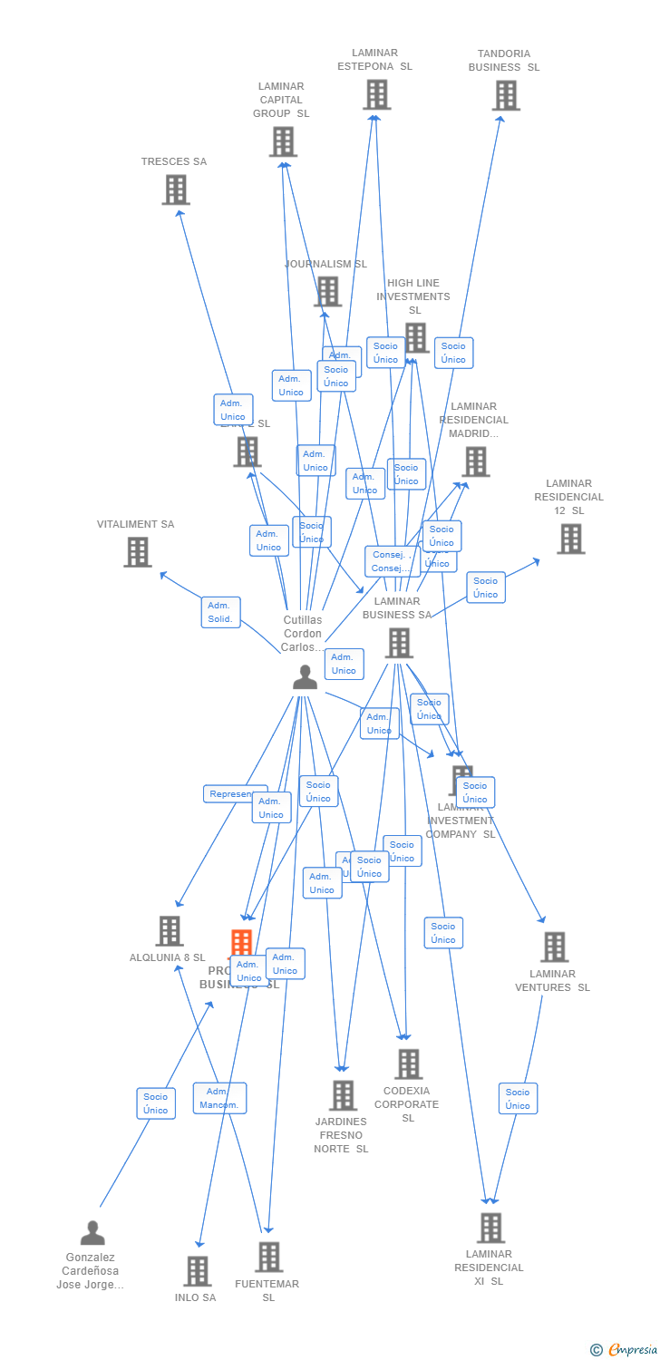 Vinculaciones societarias de PROSALTO BUSINESS SL