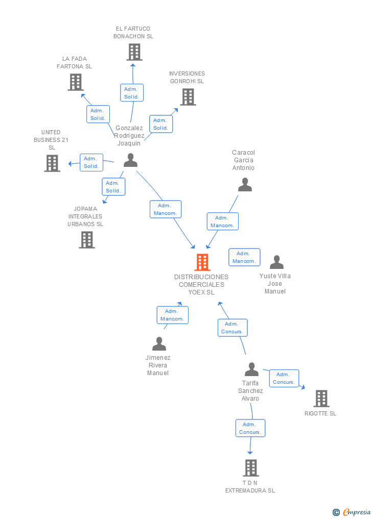 Vinculaciones societarias de DISTRIBUCIONES COMERCIALES YOEX SL