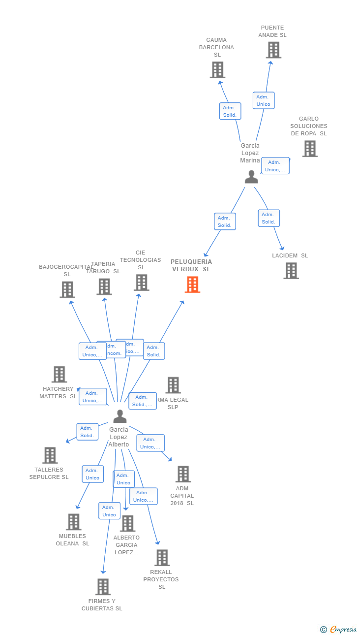 Vinculaciones societarias de PELUQUERIA VERDUX SL