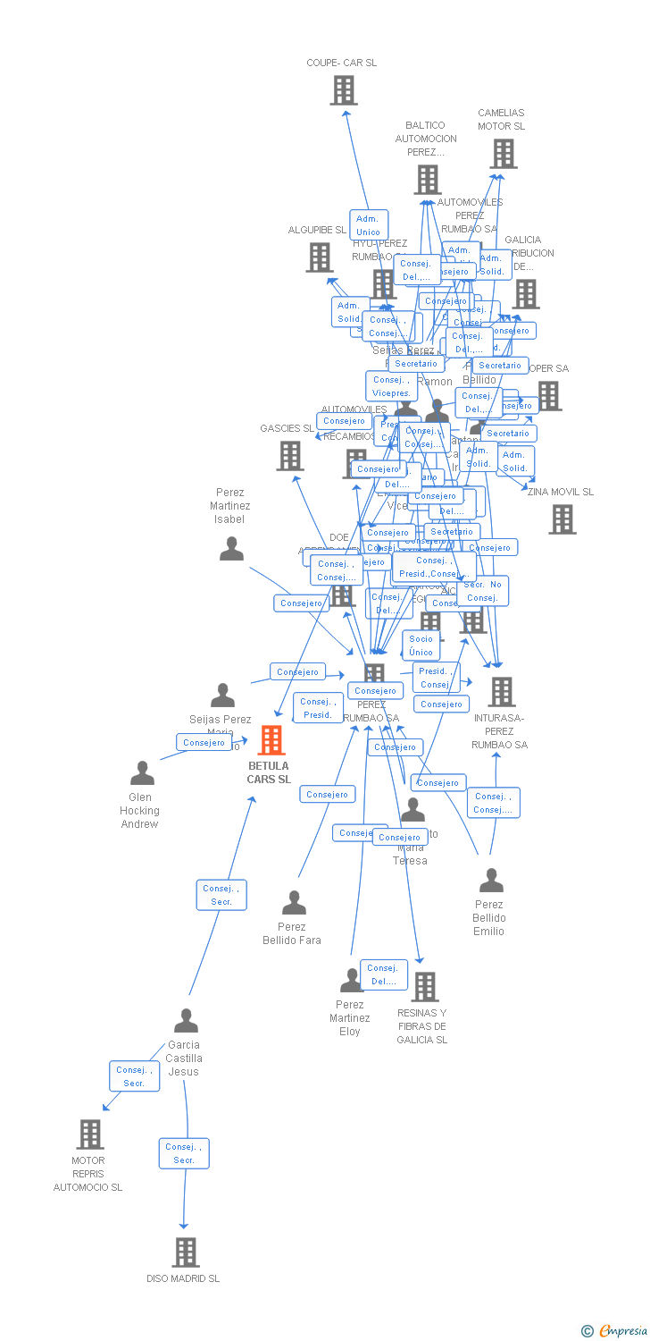 Vinculaciones societarias de BETULA CARS SL