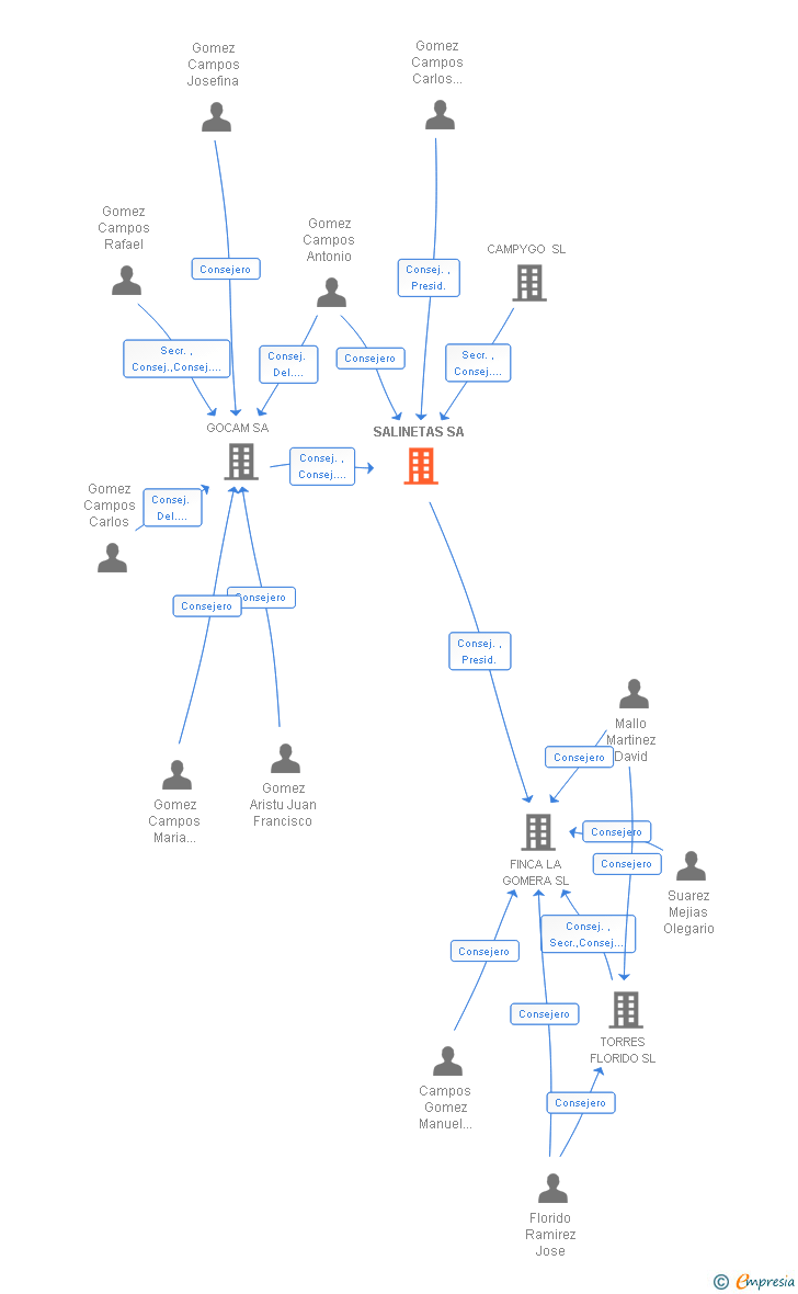 Vinculaciones societarias de SALINETAS SA