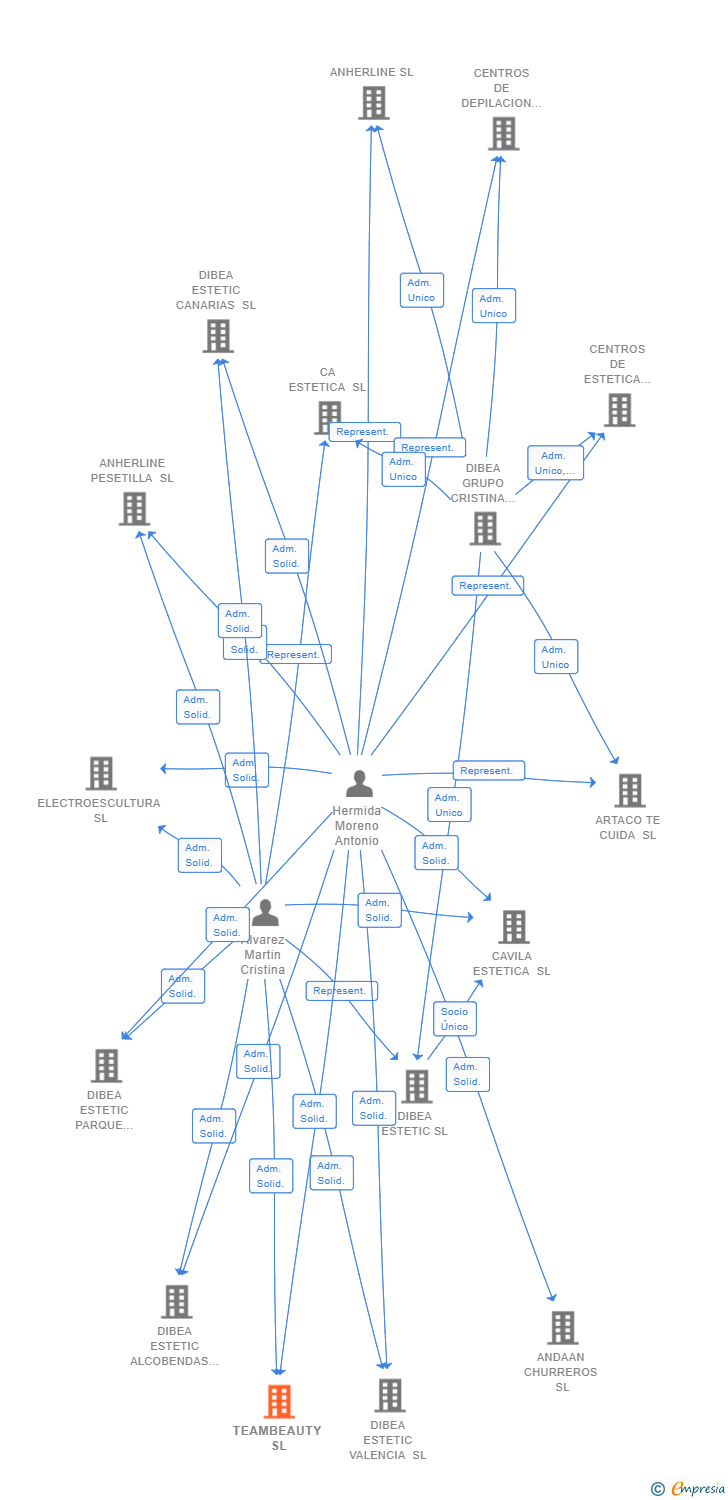 Vinculaciones societarias de TEAMBEAUTY SL