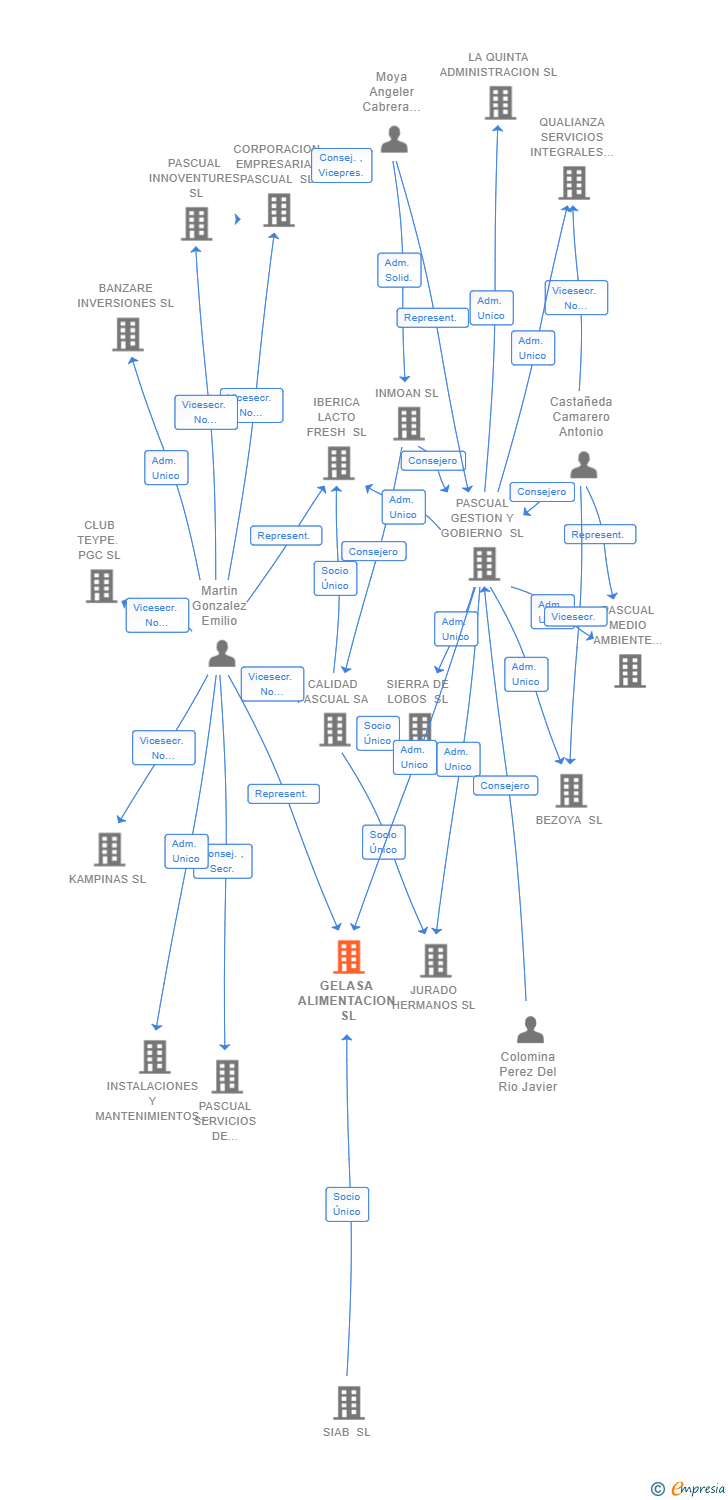 Vinculaciones societarias de GELASA ALIMENTACION SL