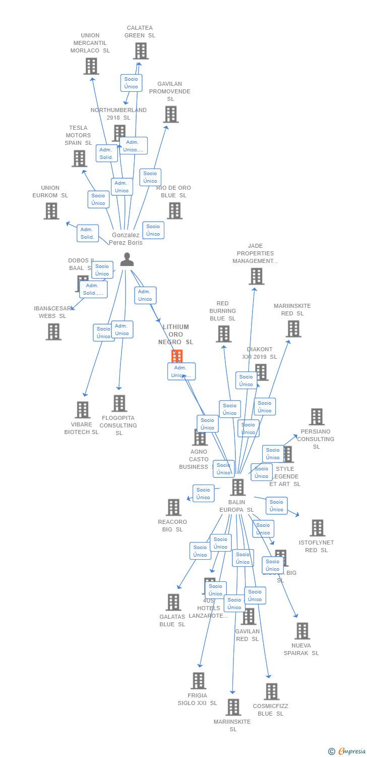 Vinculaciones societarias de LITHIUM ORO NEGRO SL