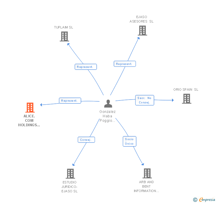 Vinculaciones societarias de ALICE.COM HOLDINGS INC. SUCUR