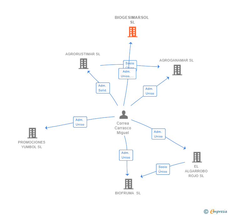 Vinculaciones societarias de BIOGESIMARSOL SL