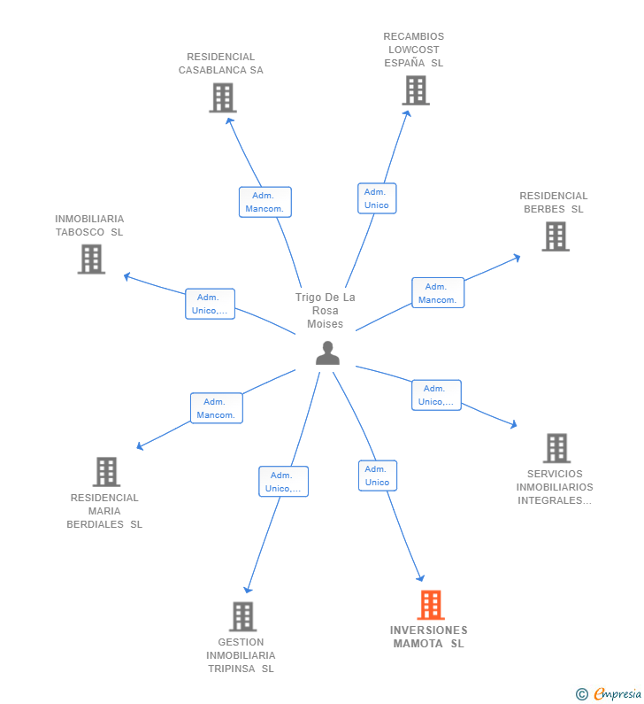 Vinculaciones societarias de INVERSIONES MAMOTA SL
