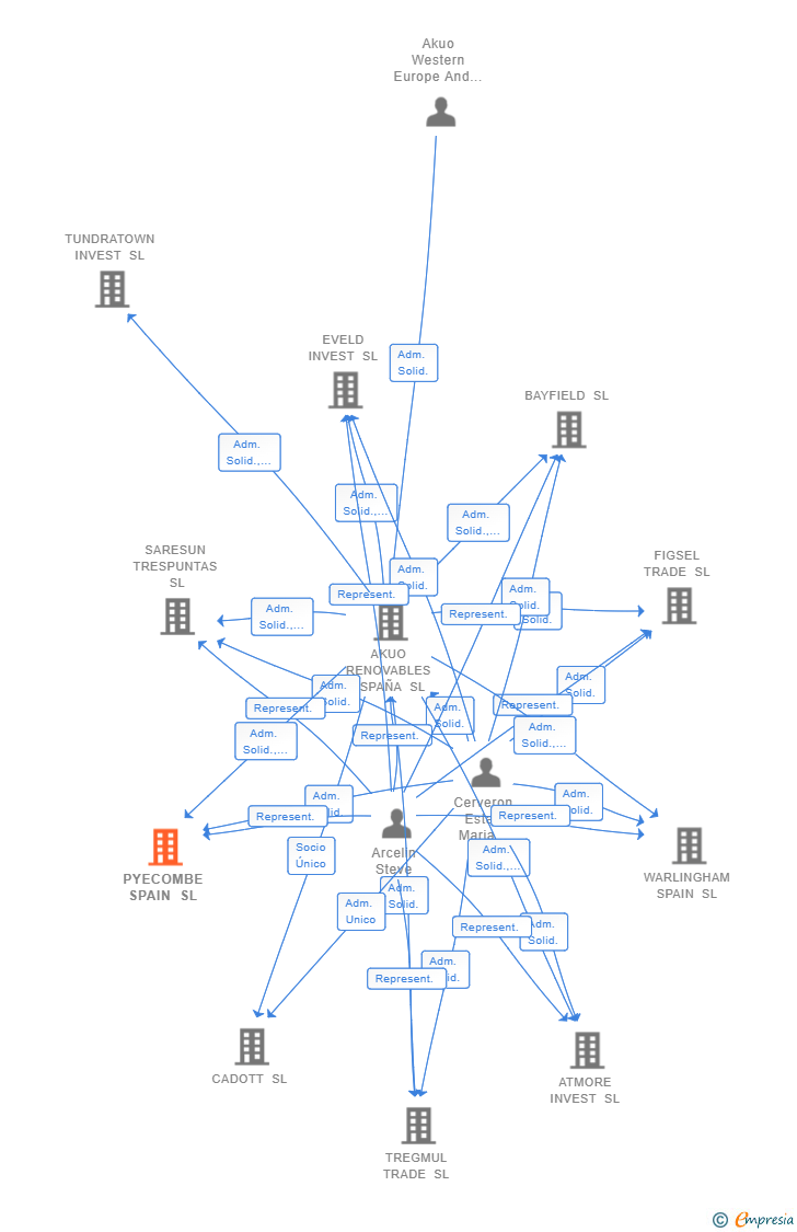 Vinculaciones societarias de PYECOMBE SPAIN SL (EXTINGUIDA)
