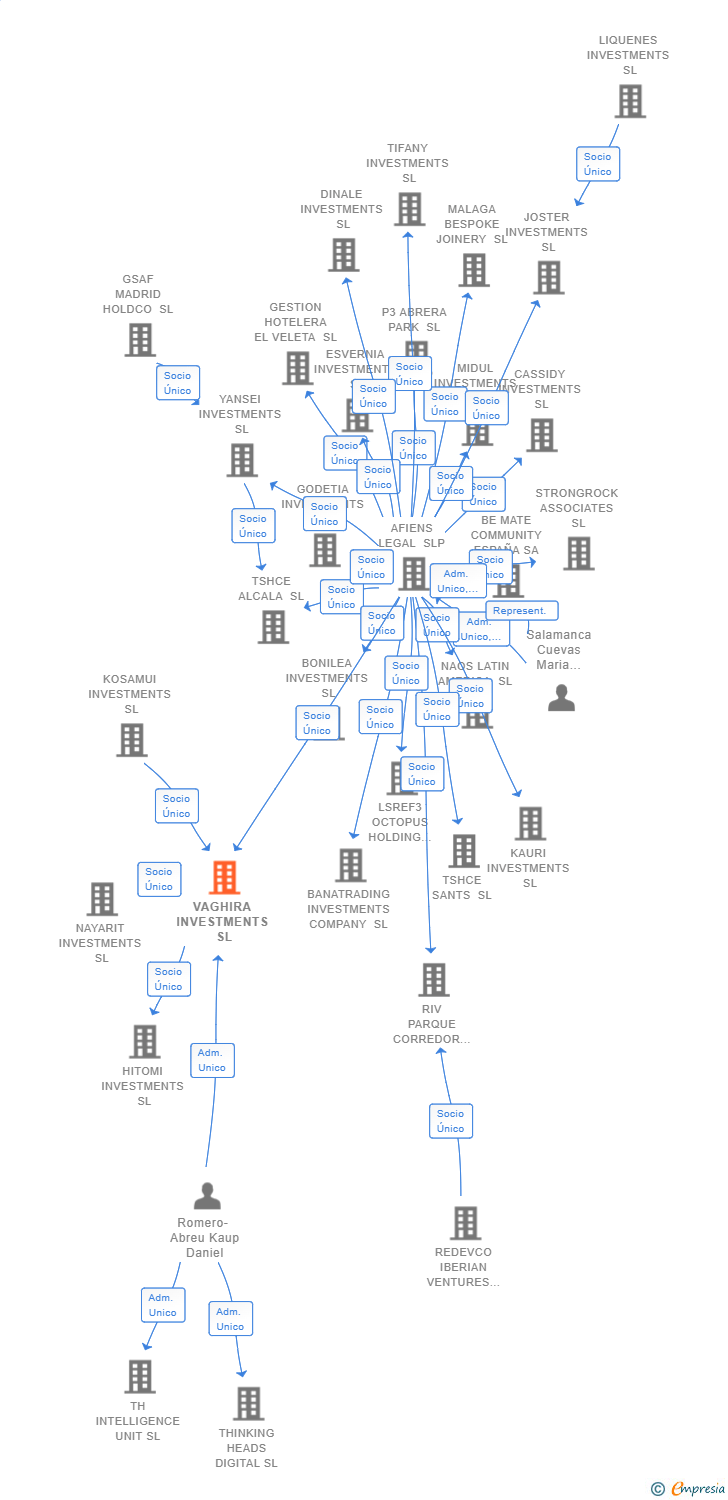 Vinculaciones societarias de VAGHIRA INVESTMENTS SL