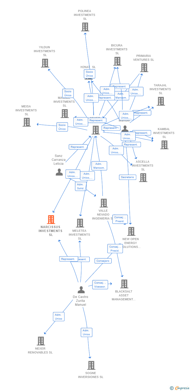 Vinculaciones societarias de NARCISSUS INVESTMENTS SL
