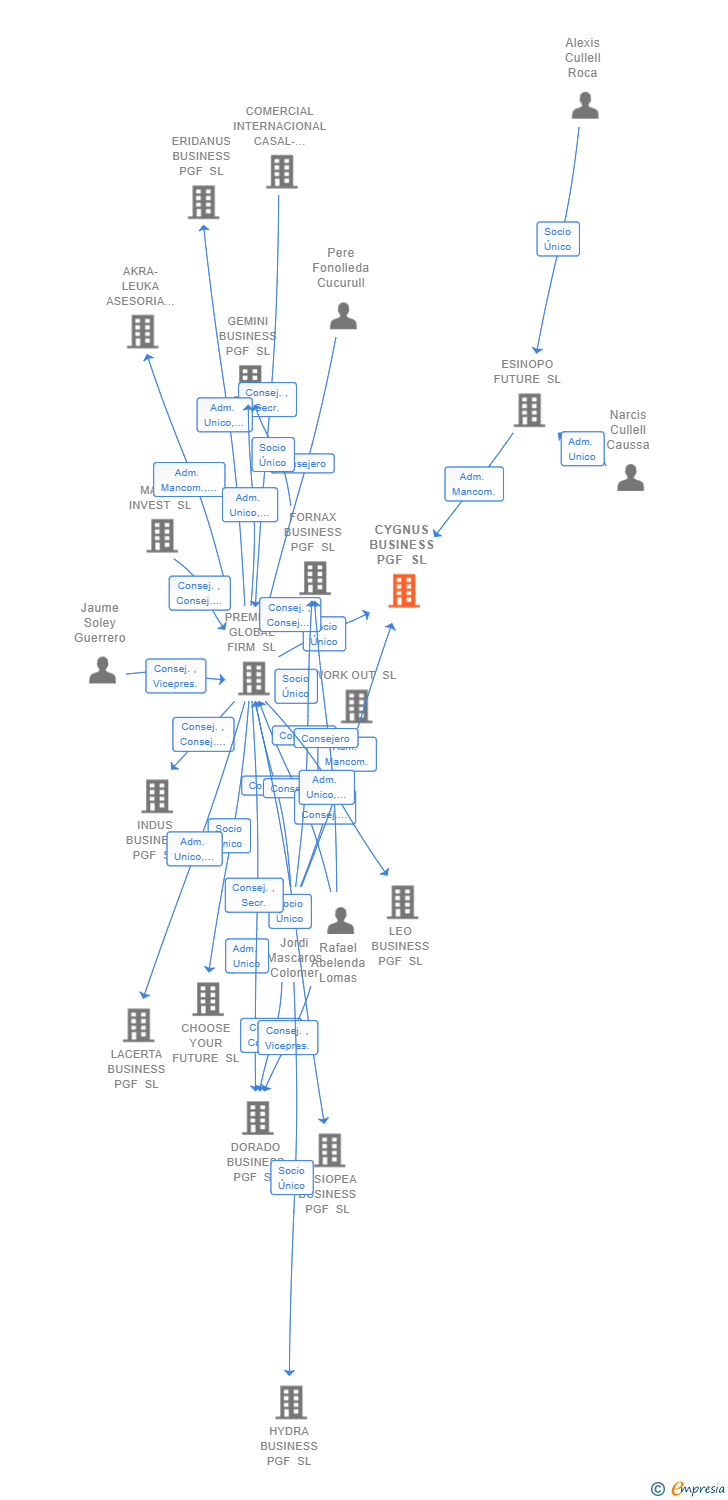 Vinculaciones societarias de CYGNUS BUSINESS PGF SL