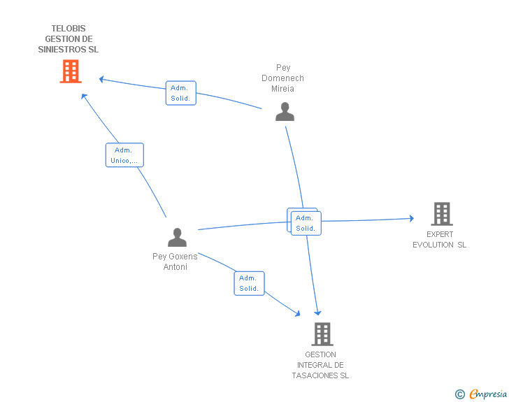 Vinculaciones societarias de TELOBIS GESTION DE SINIESTROS SL