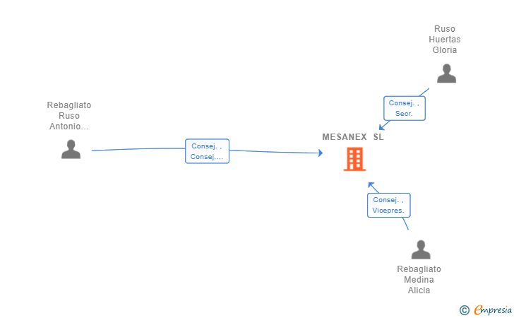 Vinculaciones societarias de MESANEX SL
